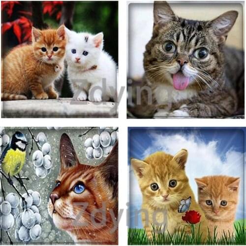 Zdying 10pcs Lovely Pet Cat Glass Cabochon Square Shape Photo Beads Demo Flat Back DIY Necklace Keychain Charm Jewelry Findings