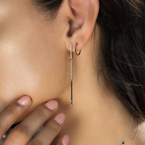 2019 Gold color fashion women jewelry Three cz bar link chain dangle drop earring
