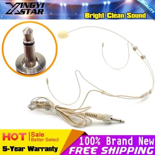 10Pcs 3.5mm Screw Thread Lock Plug Dual Earhook Headworn Headset Microphone Headband Mic For Karaoke Wireless System Transmitter