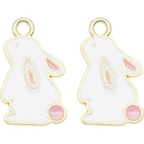 10pcs Enamel Charms Animals Rabbit Pendant for necklace earrings diy fashion child handmade bracelet Anklet keychain Accessories