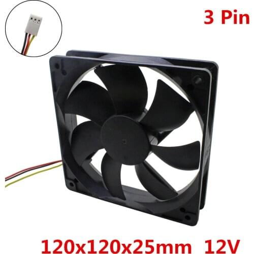 10pcs/lot 120x120x25mm 12025 Brushless fans cooling fan DC 12V 3pin cooler radiator