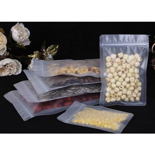 100pcs Frosted Plastic Ziplock Bag Flat Bottom Matte Translucent Food Zip Pouch Wedding Party Birthday Gift Bags