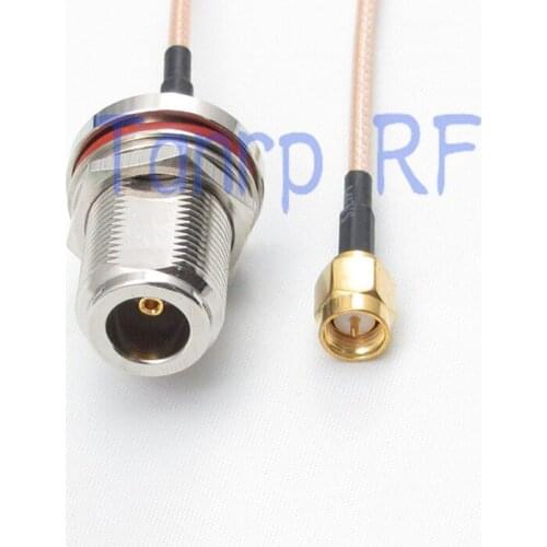 2PCS 20INCH N female nut bulkhead to SMA male plug RF adapter connector 50CM Pigtail coaxial jumper cable RG316 extension cable