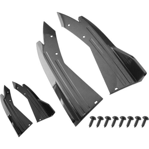 2pcs Carbon Fiber Bright BK Car Bumper Spoiler Rear Lip Angle Splitter Diffuser Winglet Anti-crash modified Car Body Side Skirt