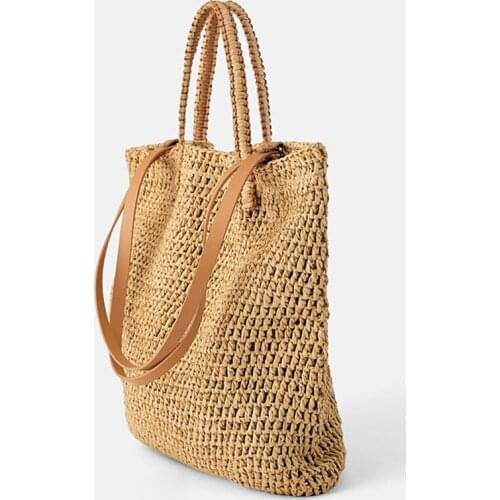 2021 New Women Bags Summer Hand Woven Seaside Beach Bags Vacation Straw Bag Crochet Shoulder Bag