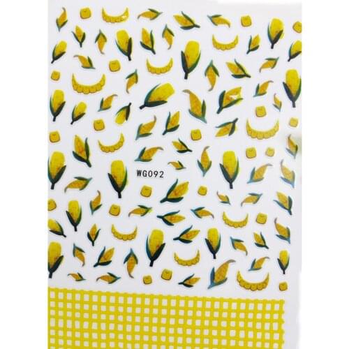 3D Nail stickers Cute Yellow Corn Fence Sliders for Nails Foil Design Self Adhesive All for Manicure Accessories