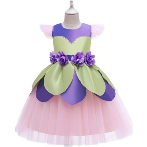 Flower Fairy Girl Princess Dress Kids Wedding Birthday Party Dresses For Girls Gown Tulle Clothes Children Christmas Costume