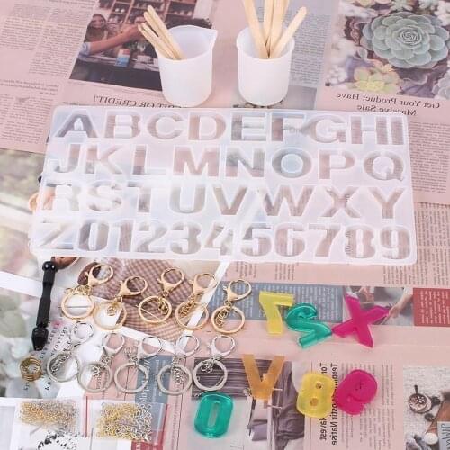 Resin Letter Molds Backwards Alphabet Silicone Mold for DIY Making Epoxy Resin Keychains Crafts Jewelry