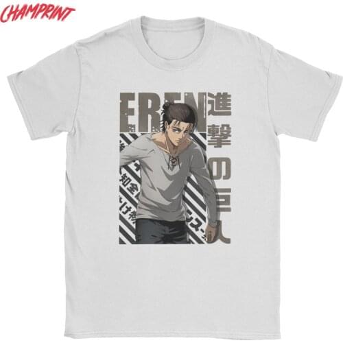 Shingeki No Kyojin Eren Yeager Jaeger Attack On Titan T Shirts for Men 100% Cotton T-Shirts O Neck Tees Clothing Birthday Gift