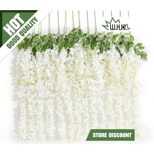 24PCS 3.2 Feet Artificial Flower Silk Wisteria Vine Ratta Hanging Wedding Decor Garlands DIY Decor