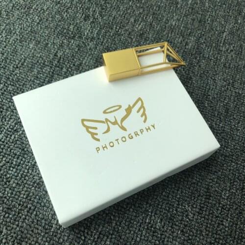 Custom Metal Hollow Building USB 2.0 Memory flash stick pen drive with Custom Box
