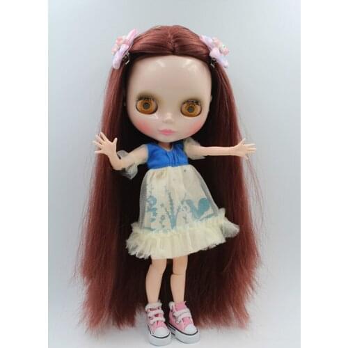 Free Shipping BJD joint RBL-201J DIY Nude Blyth doll birthday gift for girl 4 colour big eyes dolls with beautiful Hair cute toy
