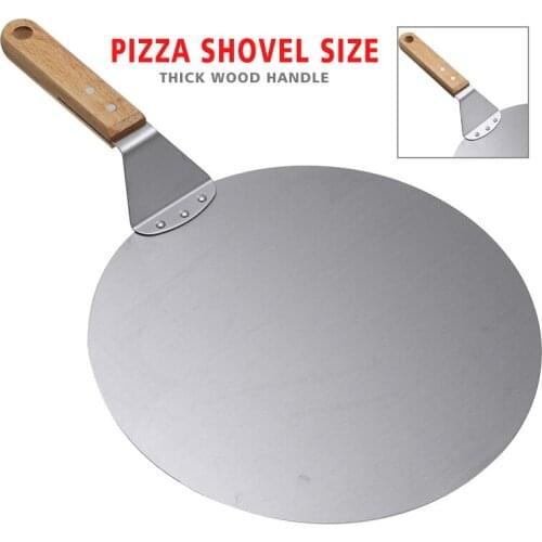 10'' /12'' Kitchen Pizza Peel Shovel Paddle Round Pancake Pizza Pie Baking Spatula Tool Wood Handle Large Stainless Steel