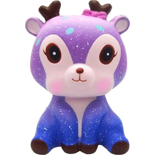 2020 Cute Lovely Galaxy Star Deer Cartoon Animal Squishy Toys Soft Slow Rising Squishy Toys With Good Smell Scented 11*7 CM