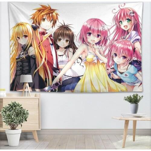 Customizable To Love Ru Wall Tapestry Home Decoration Wall Carpet Rectangular Modern Printing Fabric Yoga Mat Blanket Tapestry