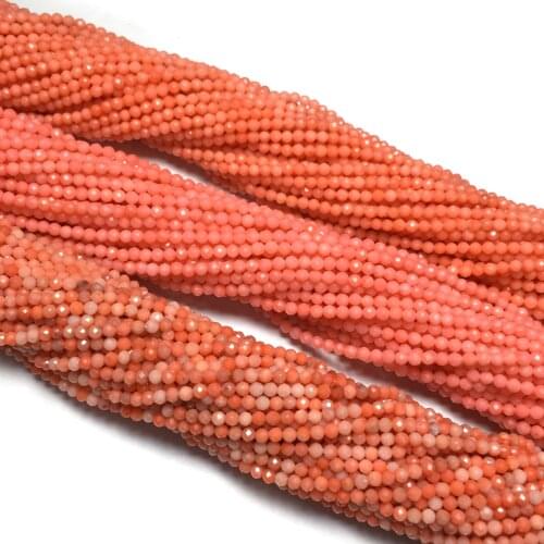 Natural Coral Beads Real Faceted Round Orange Coral Loose Coral Charms for Jewelry Making Necklace Bracelet Decoration Gift 3mm
