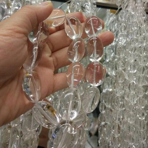 Natural Oval White Rock Quartz Beads For Jewelry Making Beads Bracelets For Women Gift 15'' Needlework Crystal DIY Beads Trinket