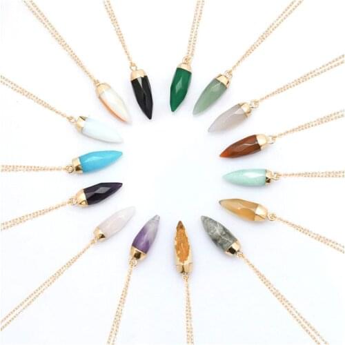 Fashion Artificial Crystal Stone Womens Pendant Necklaces Statement Bohemian Jewelry Necklace Chain