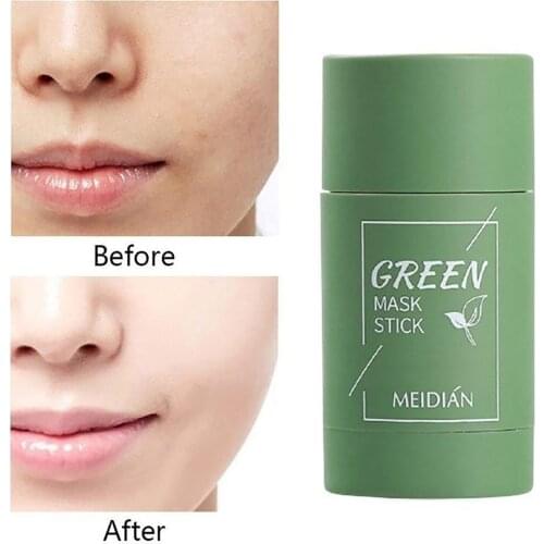 Green Tea Cleansing Solid Mask Eggplant Purifying Clay Stick Mask Oil Control Anti-Acne Mud Cream Beauty Facial Skin Care