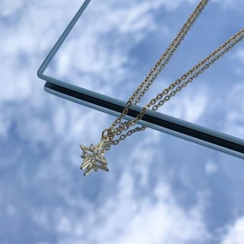 Star Cubic Zircon Necklace Metal Clavicle Chain Pendant Necklace Jewelry For Women