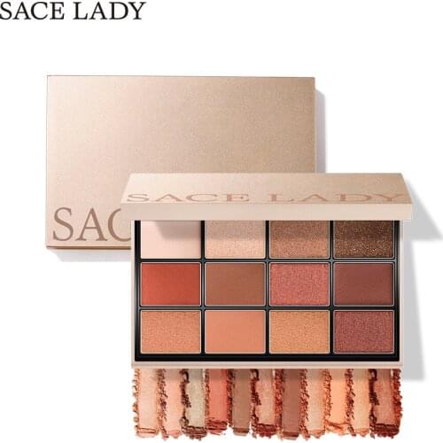 SACE LADY 12-Colors Professional Eyeshadow Palette Matte Pearlescent High-Color Waterproof Lasting Non-Blooming Makeup Cosmetics