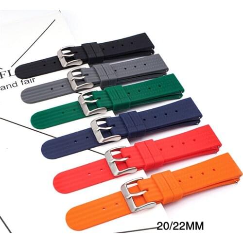 20mm 22mm Silicone Watch Strap Men Sport Diving Waterproof Quick Release Rubber Wrist Band Bracelet for Omega for Seiko SRP777J1