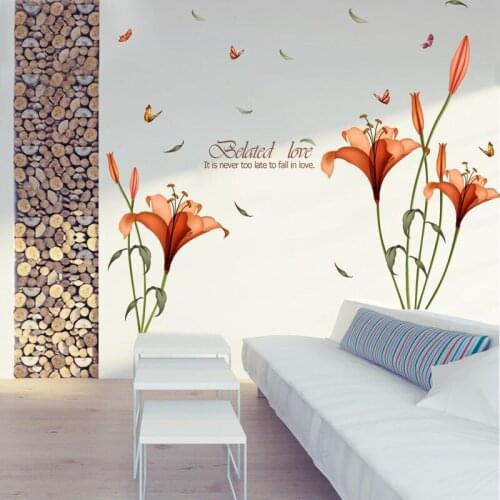 Romance lily wall sticker PVC Material DIY art wall decals For Living room bedroom sofa background wall home decor sticker