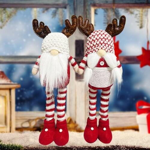 Christmas Long Legs Faceless Doll Festival Elf Dwarf with Elk Hat Home Party Ornaments Children Holiday Boy Girl Gift Decoration