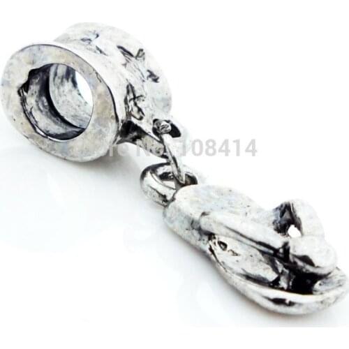 DIY Jewelry Making European Fashion Alloy Metal Bead in Slipper Shape Fit for Pandora Charms Snake Chain Bracelet & Bangles