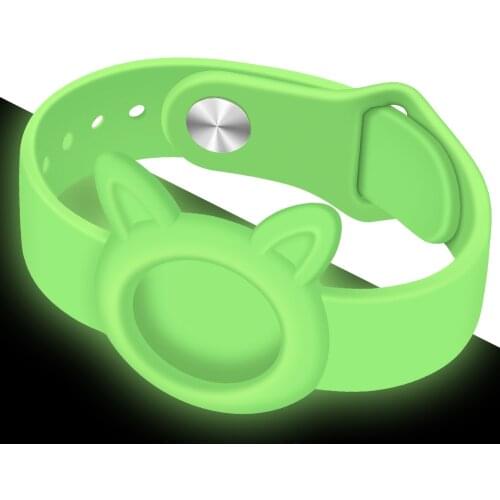 Silicone Wristband Case For Apple AirTag Anti-Lost Watch Style Protective Cover With Cute Ears Fit Children elder