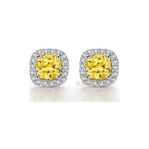 TE212 2 ct Cushion cut exquisite element luxury synthetic Gem earrings for women wedding engagement earrings white gold color