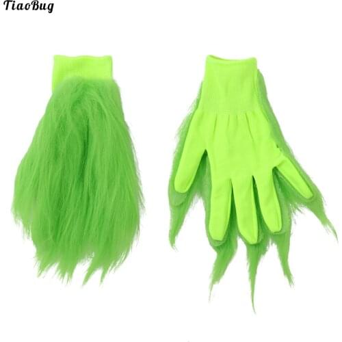 TiaoBug 1 Pair Halloween Party Green Kids Gloves Children Cosplay Props For Stage Performances Easter Party Dress-up Cosplay