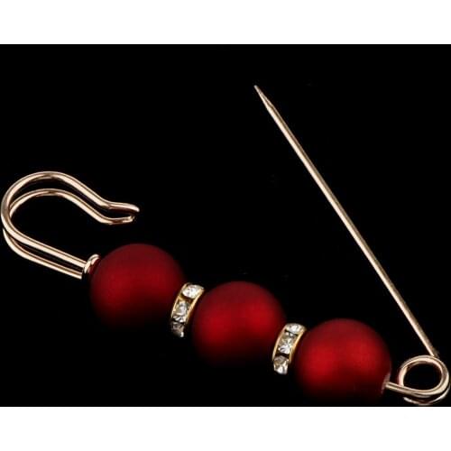 Scarf Clip 3 ABS Pearl Diamante Spacer Ornament Pin Brooch Valentines Gift