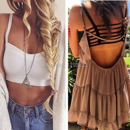 Fashion Women Sexy Cutout Hollow Cross Open Back Padded Wrap Chest Tank Shirt Crop Tops Blouse