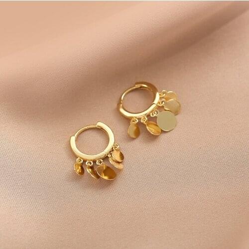 VENTFILLE 925 Sterling Silver Hoop Earrings for Women New Trendy Elegant Sequins Tassel Party Jewelry Ears Buckle