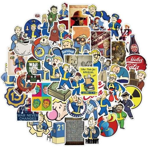 10/50Pcs Fallout Game Stickers For Luggage Skateboard Phone Laptop Moto Bicycle Wall Guitar Waterproof PVC Stickers