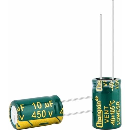 10pcs High frequency low resistance aluminum electrolytic capacitor 450v10UF 10uf450v volume: 10x17