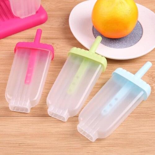 6pcs/set DIY Ice Lolly Cream Molds Ice Tray Rectangle Shaped Ice Cream Pops Molds Tray Stick Ice Cream Tools Makers Mould