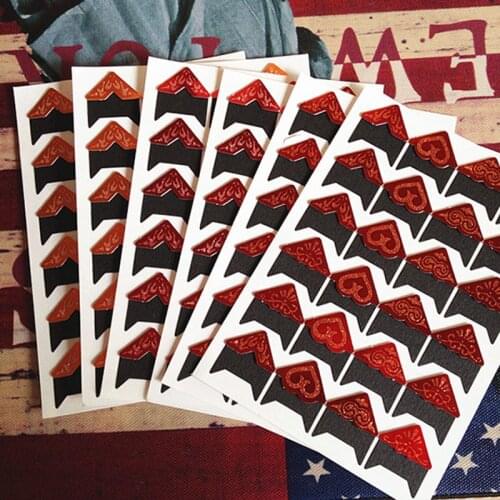 96 pcs/lot (4 sheets) DIY Gold dust Corner Paper Stickers for Photo Albums Frame Decoration Paste Album Scrapbooking