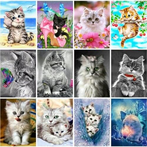 Animal diamond painting full cat mosaic art embroidery cross stitch rhinestone picture puzzle toy children gift wall decor craft