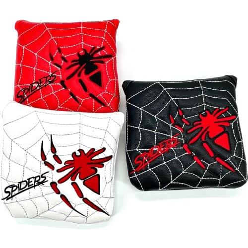 White/Red/Black with Spider Embroidery Golf Square Mallet/Blade Putter/Driver/Fairway Wood/Hybrid/Iron Head Cover