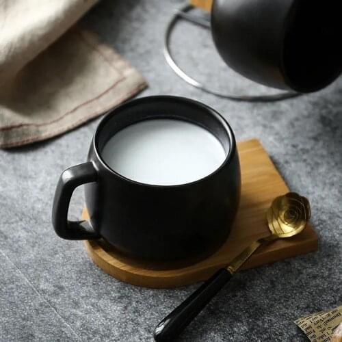 Black Ceramic Milk Mug Nordic Style Luxury Black Matte Frosted Coffee Mug Office Mug Drinkware Kitchen Tool Household Supplies