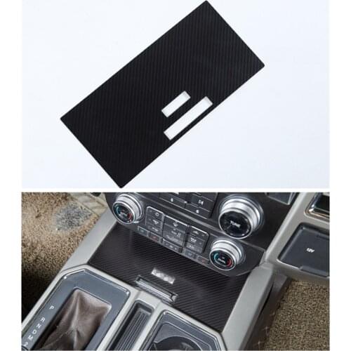 Carbon Fiber Color Stainless Car Gear Front Container Box Cover Trim Decoration Fit for Ford F150 2015+ Car Styling Accessories