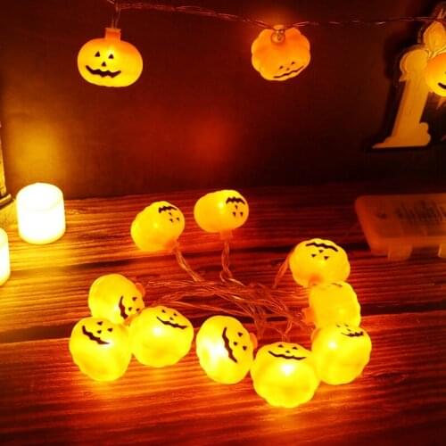 10LED Halloween Pumpkin Spider Bat Skull String Lights Lamp DIY Hanging Horror Halloween Decoration For Home Party Supplies