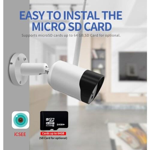 HD 5MP Wifi IP Camera ONVIF 1080P Wireless Wired CCTV Bullet Camera Outdoor Two Way Audio TF Card Slot Max 64G IR 20m P2P iCsee