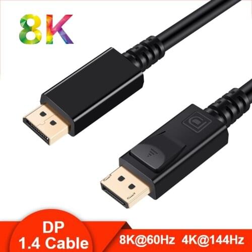 8K DP1.4 Cable, Displayport 1.4 Cable Male To Male Support 4K 144Hz /8k 60Hz with Audio From Laptop PC Graphic Card To HDTV
