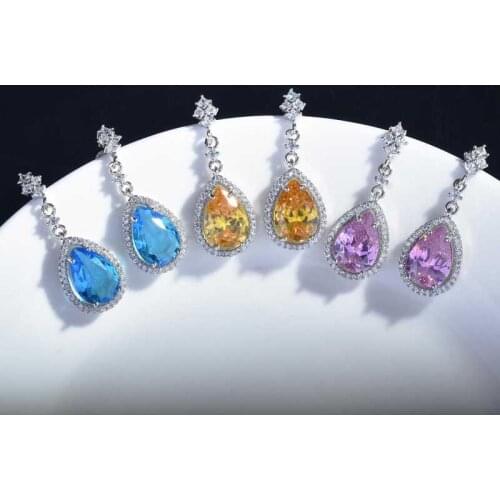 Classic Charm Pendant Necklace Hanging Water Drop AAA Zircon Fashion Exquisite Drop Earrings For Women Wedding Engagement Gifts