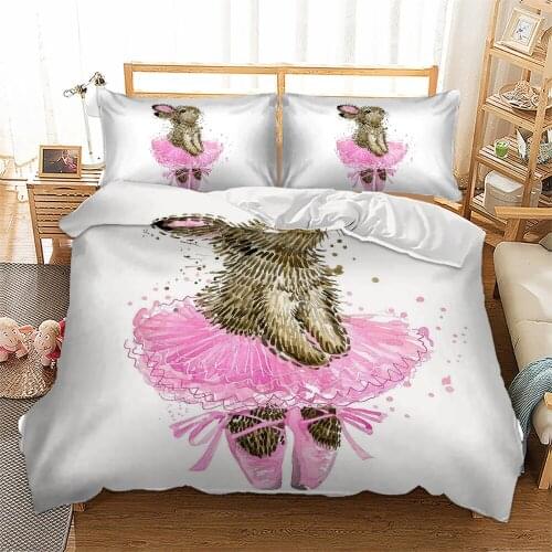 Easter Rabbit Bedding Set Dance Animal Duvet Cover With Pillowcase Twin Queen King Size Bed Set 3pcs bedlinen home textiles