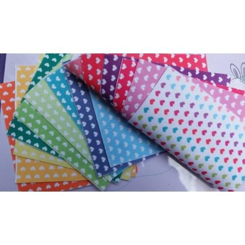 Pretty Soft 16x16cm 16 Candy Color Heart Printed Quality Soft Nonwoven Felt Fbric, Fieltro feltro