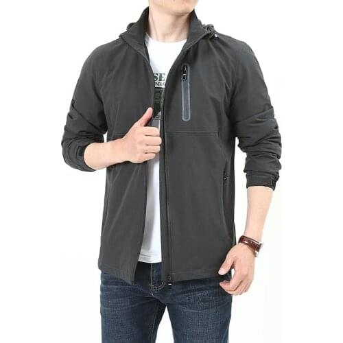 Jackets Men Windproof Warm Solid Color Lightweight Hooded Zipper Fashion Coat Outdoor Sportswear Men Autumn Long Sleeve Jerseys